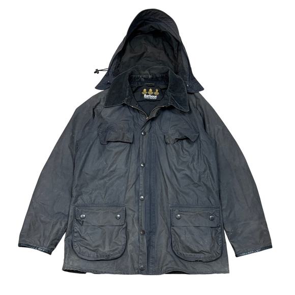Rare Barbour Amble Riding Jacket Waxed Cotton Hooded Men's Large Kurt Cobain